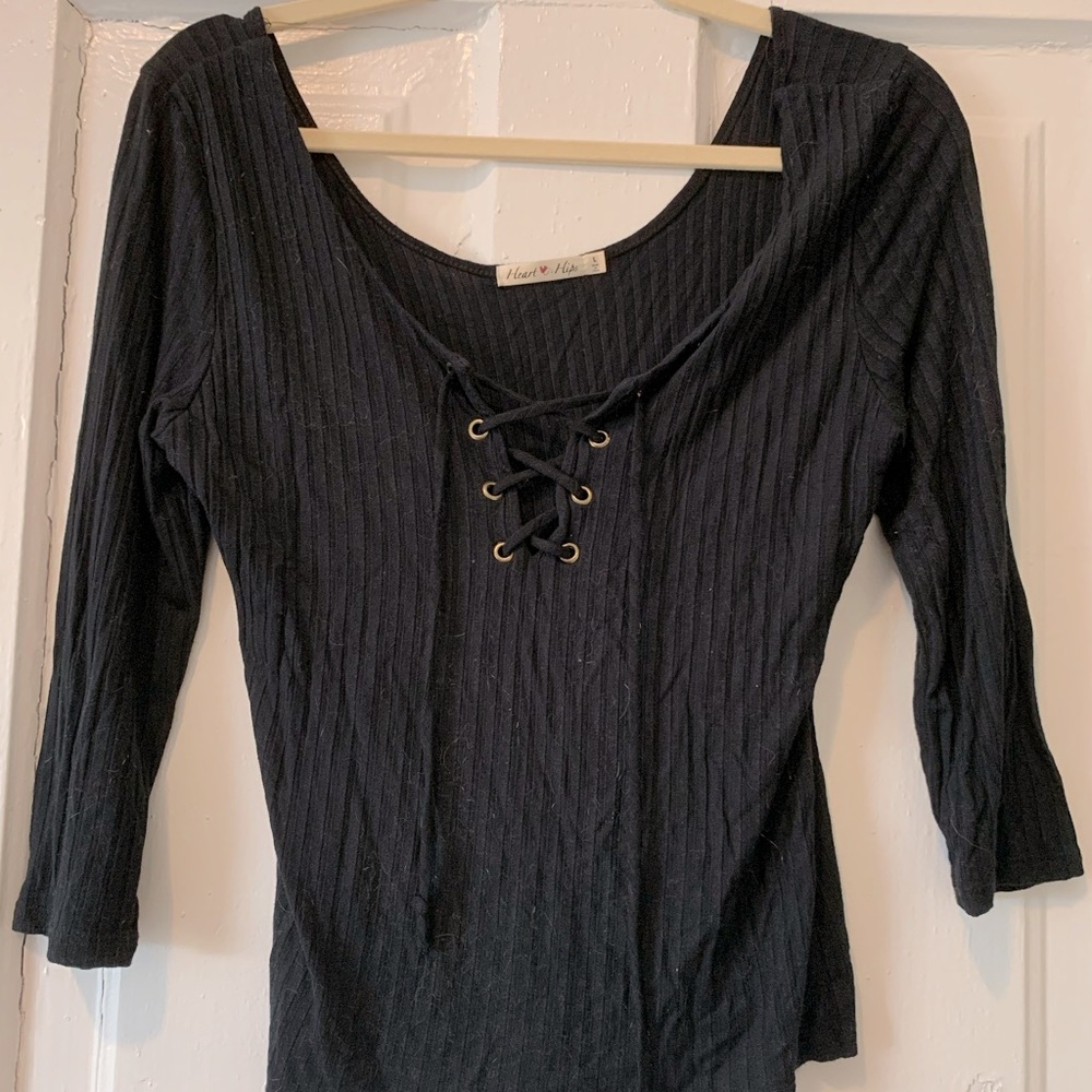 Lace-Up Ribbed Top